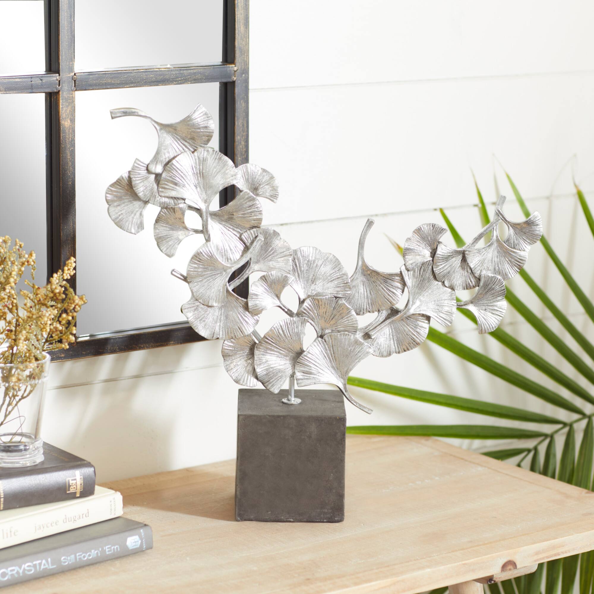 18" Silver Polystone Contemporary Sculpture